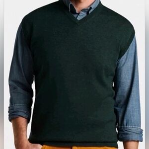 Peter Millar Crown Autumn Crest V-neck Sweater Vest BLSM Green Sz Small